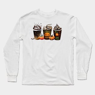 Halloween coffee cups - fall style coffee design Long Sleeve T-Shirt